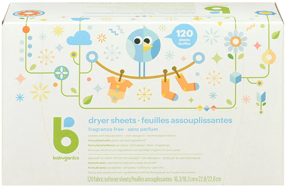 BABYGANICS Dryer Sheets - Fragrance Free