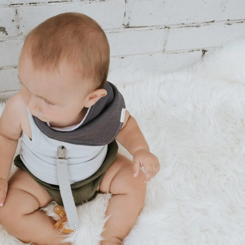 Bandana Dribble Bib Linen | Charcoal