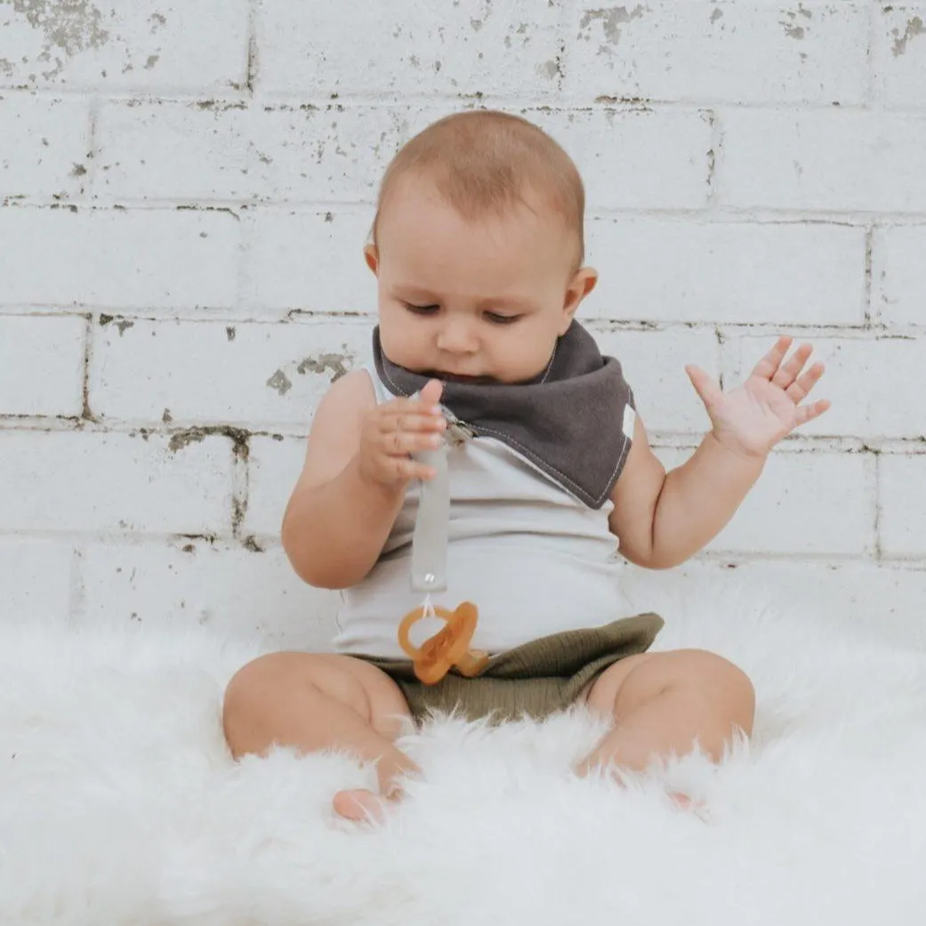 Bandana Dribble Bib Linen | Charcoal
