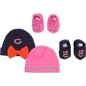 Bears Baby Girl Caps & Booties Set