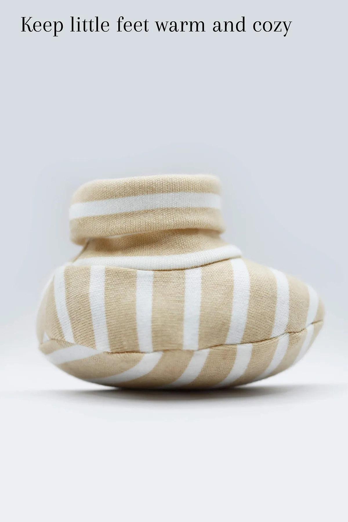 Beige Strips Baby Booties