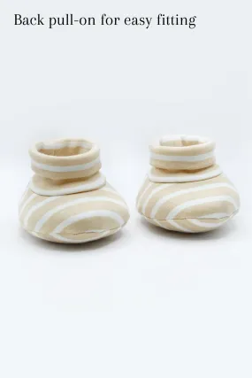 Beige Strips Baby Booties