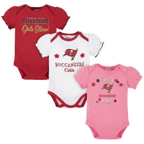 Buccaneers Girls Shine 3-Pack Short Sleeve Bodysuits