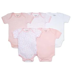 Burt's Bees Baby Unisex Baby 14 Organic Cotton Short and Long Sleeve, Size Preemie, Newborn to 12 Months-Pack of 7, Blueberry Prints, Pack of 5