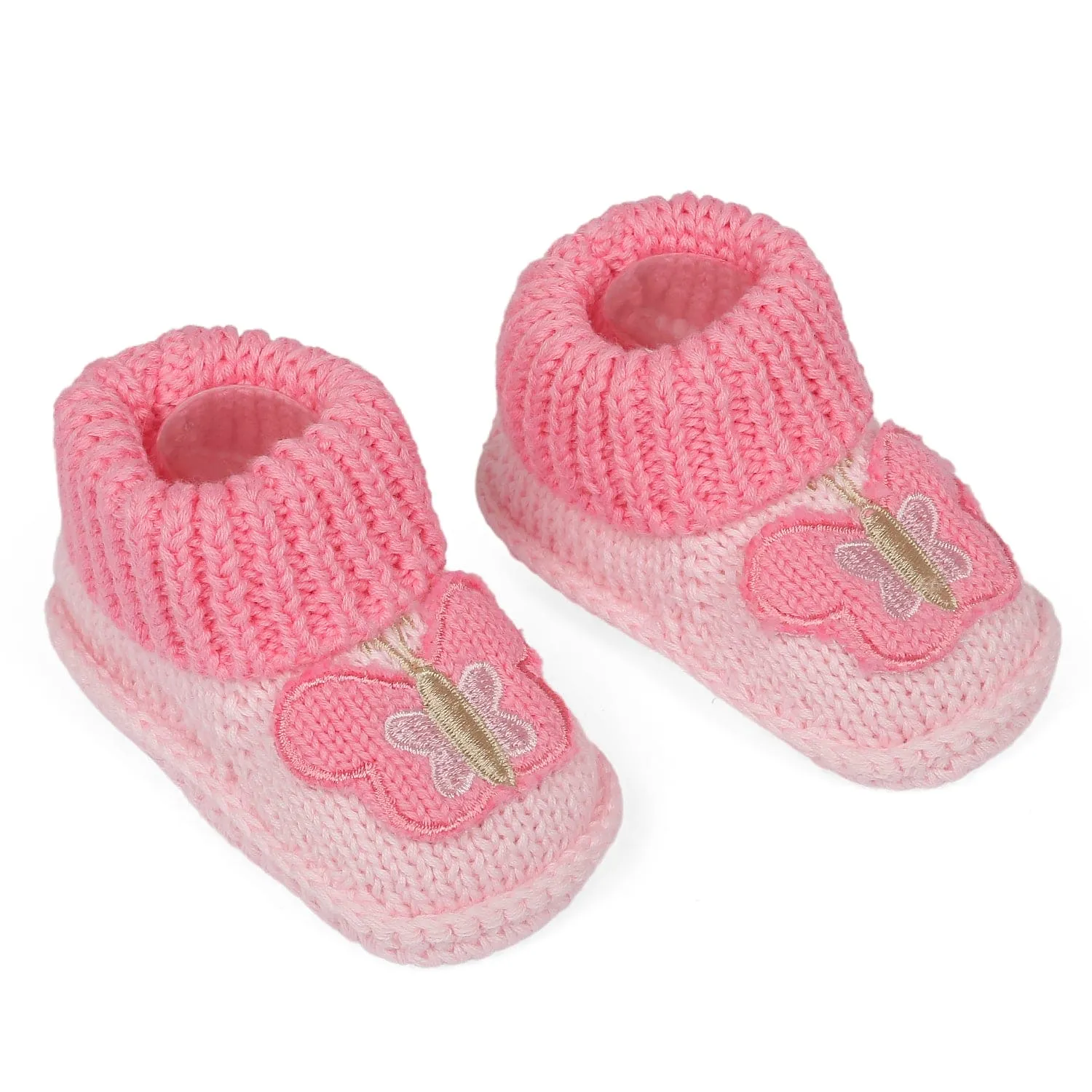 Butterfly Newborn Crochet Socks Booties - Pink