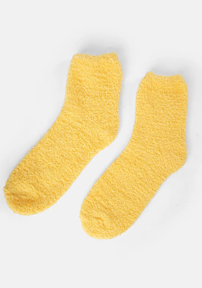 Canary Yellow Fluffy Socks