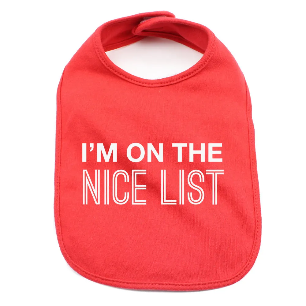 Christmas I'm On The Nice List Soft Cotton Infant Bib