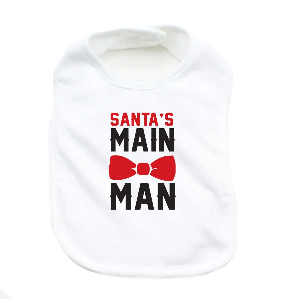 Christmas Santa's Main Man Baby 100% Cotton Infant Bib