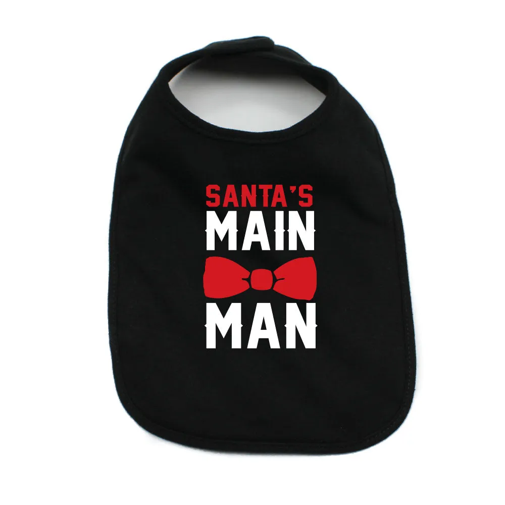Christmas Santa's Main Man Baby 100% Cotton Infant Bib