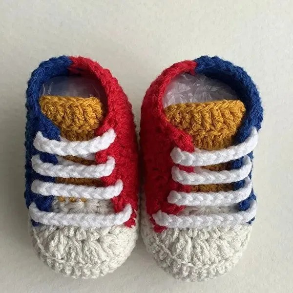 Crochet Baby Sporty Booties Colorful