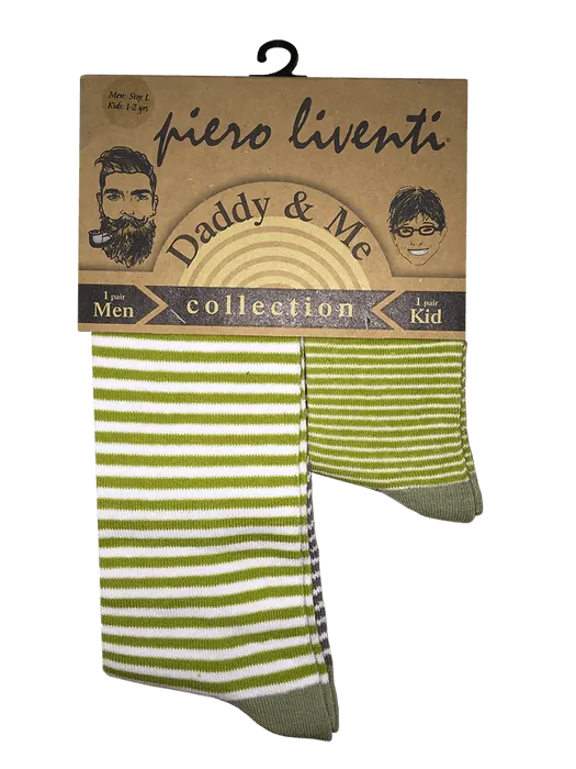 Daddy & Me, Green Thin Stripes, 2-Pair Socks