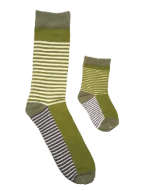 Daddy & Me, Green Thin Stripes, 2-Pair Socks