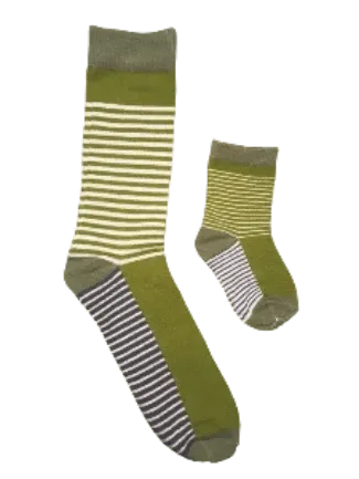 Daddy & Me, Green Thin Stripes, 2-Pair Socks