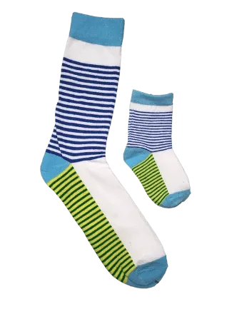 Daddy & Me, Thin Stripes White & Blue, 2-Pair Socks