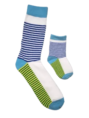 Daddy & Me, Thin Stripes White & Blue, 2-Pair Socks