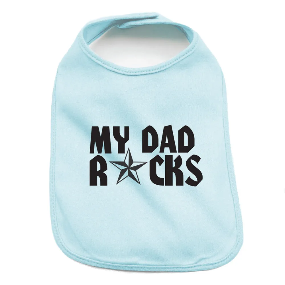 Father's Day My Dad Rocks! Star Unisex Newborn Baby Soft 100% Cotton Bibs