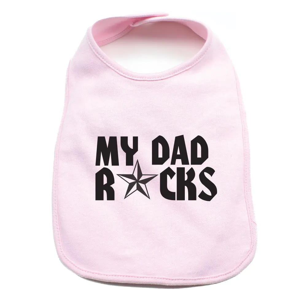 Father's Day My Dad Rocks! Star Unisex Newborn Baby Soft 100% Cotton Bibs