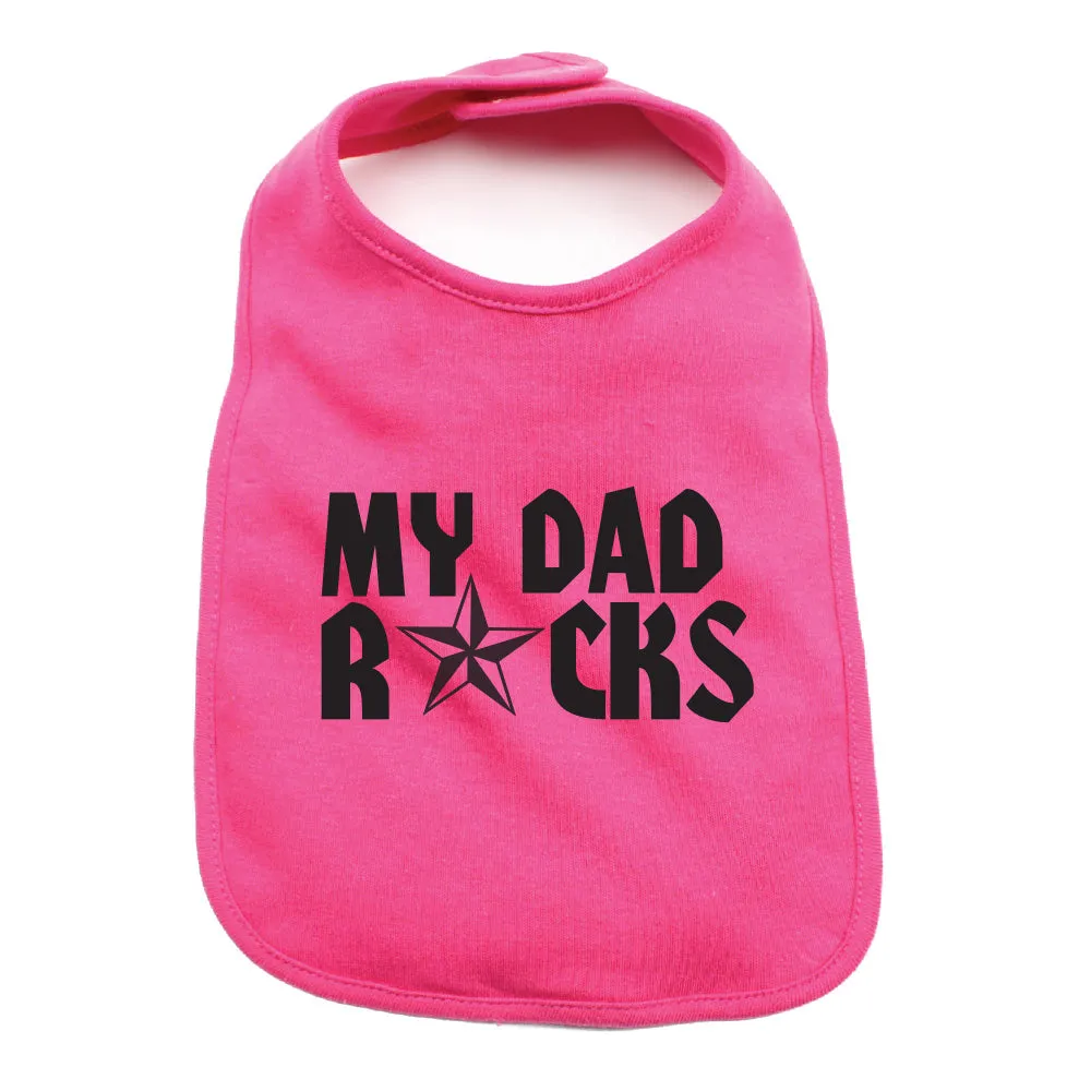 Father's Day My Dad Rocks! Star Unisex Newborn Baby Soft 100% Cotton Bibs