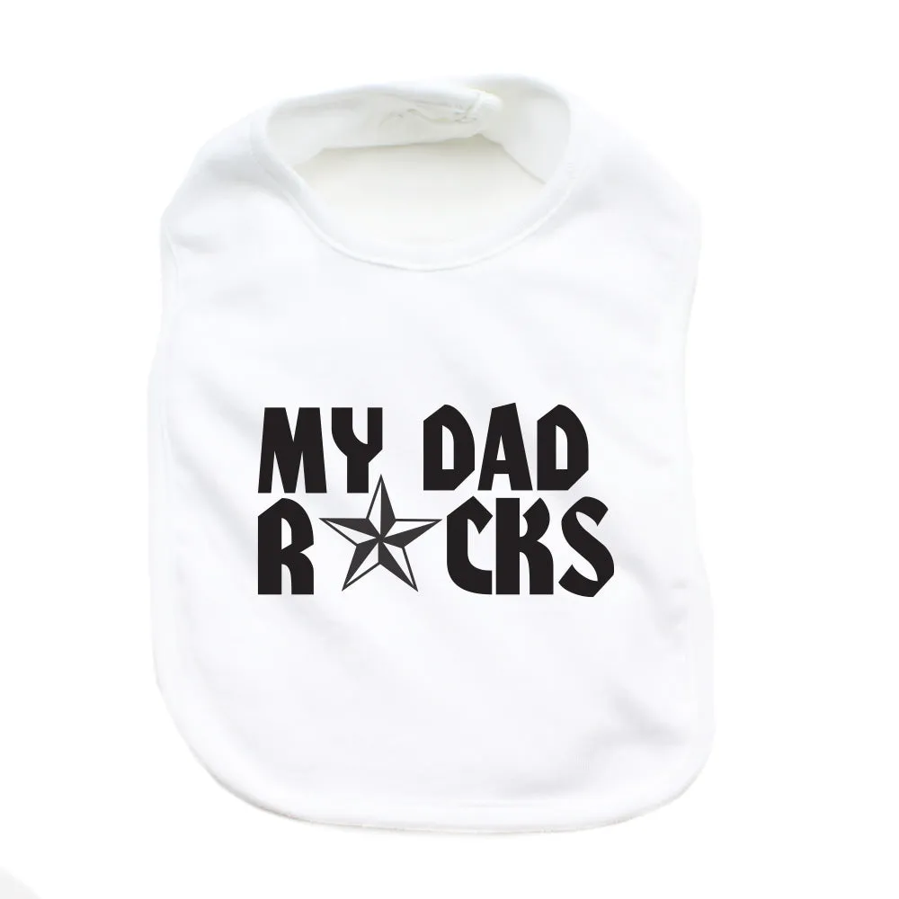 Father's Day My Dad Rocks! Star Unisex Newborn Baby Soft 100% Cotton Bibs