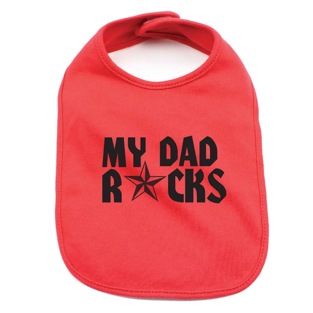 Father's Day My Dad Rocks! Star Unisex Newborn Baby Soft 100% Cotton Bibs