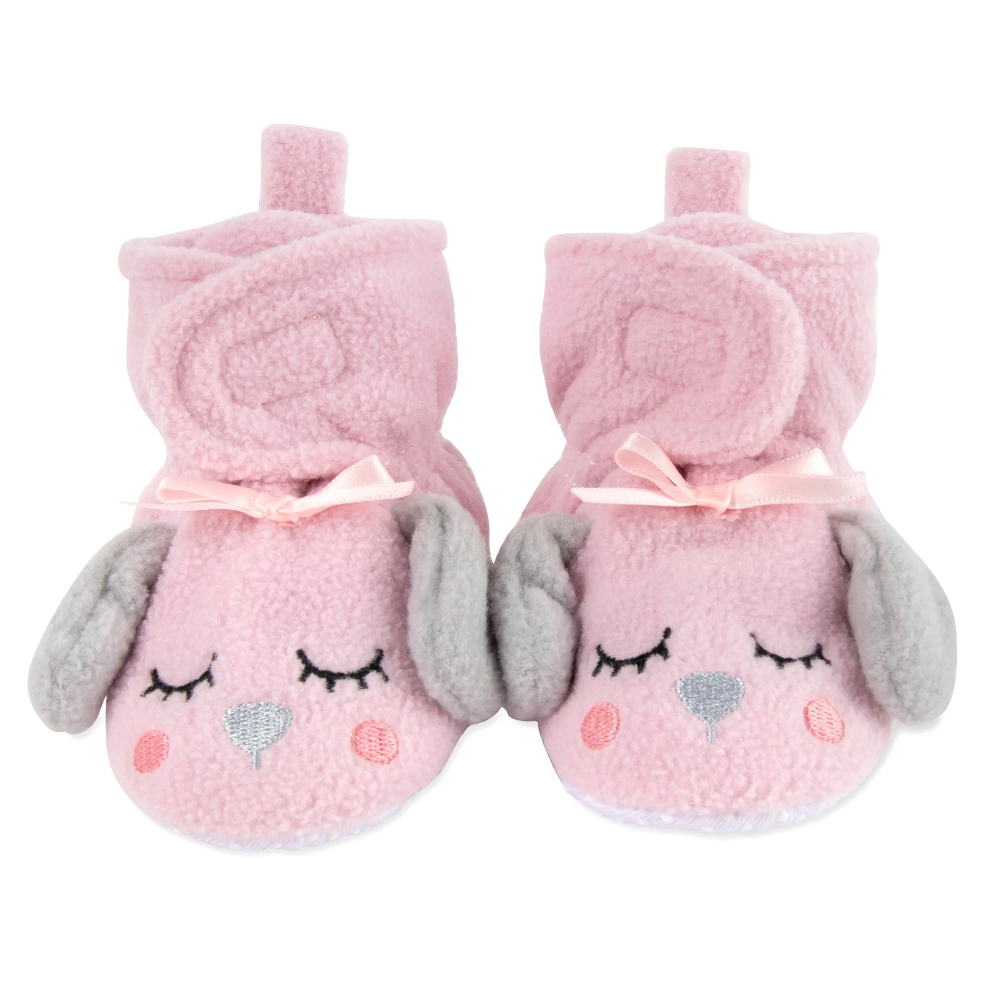 Fleece Baby Booties - Cozy Pink Puppy