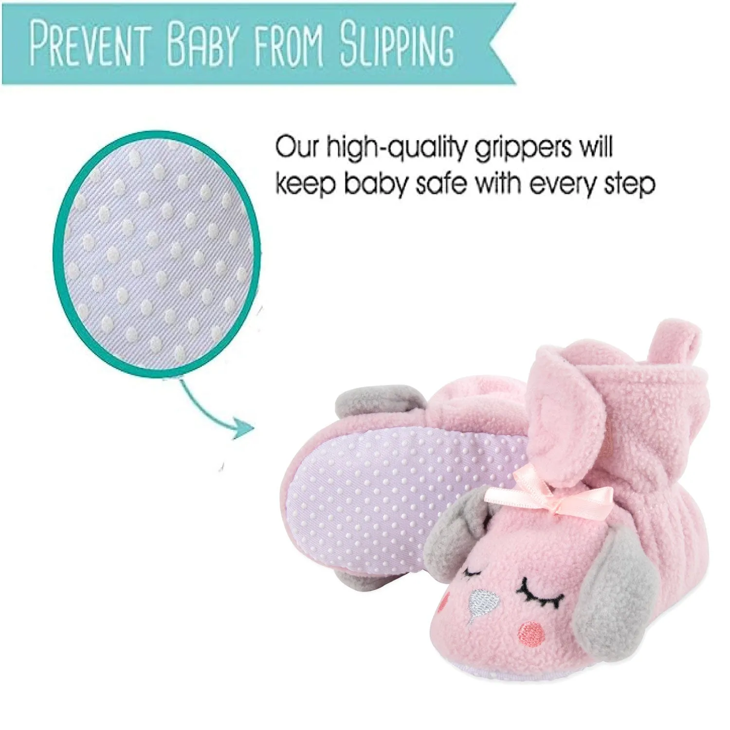 Fleece Baby Booties - Cozy Pink Puppy