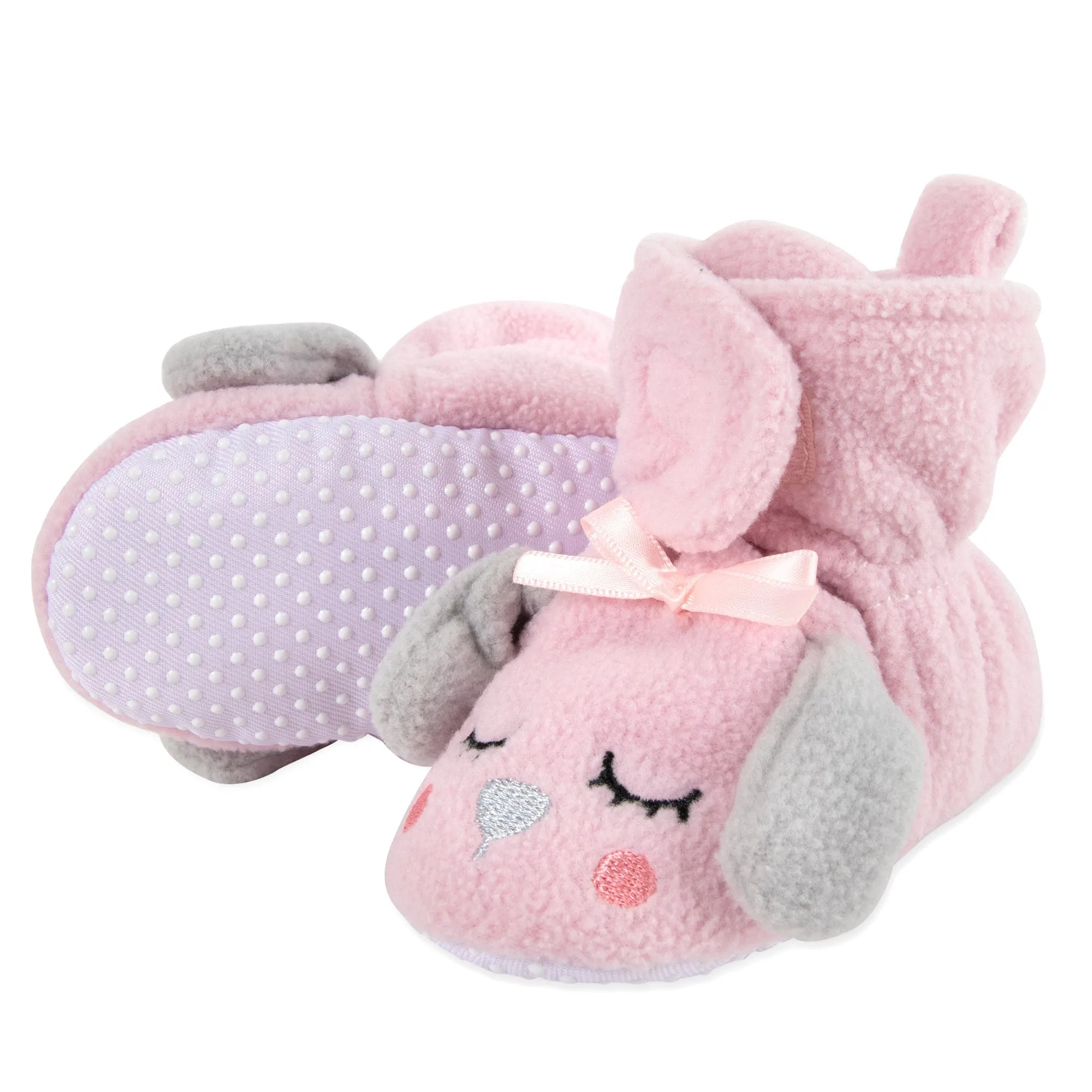 Fleece Baby Booties - Cozy Pink Puppy