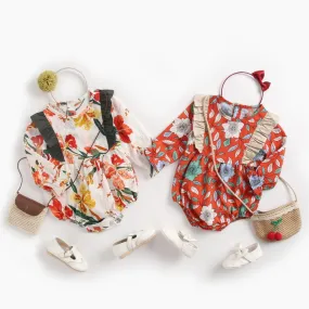 Floral Print Princess Baby Girl Cotton Bodysuits