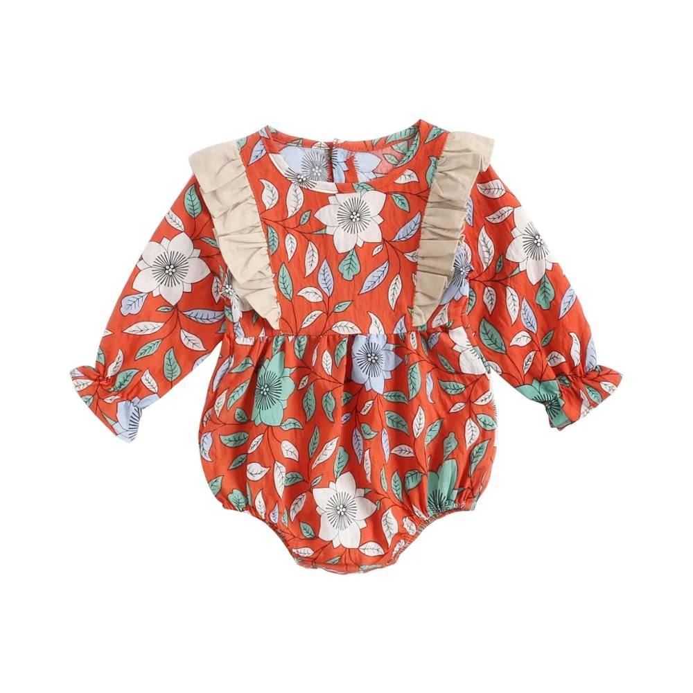 Floral Print Princess Baby Girl Cotton Bodysuits