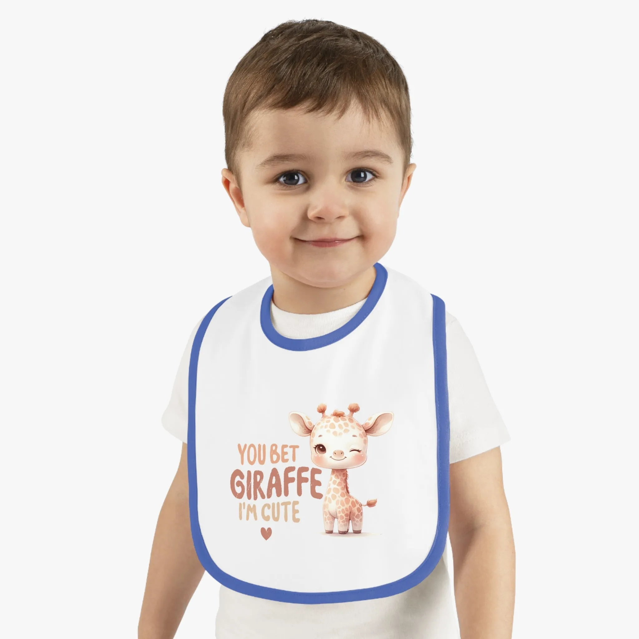 Giraffically Cute Baby Contrast Trim Jersey Bib