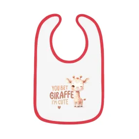 Giraffically Cute Baby Contrast Trim Jersey Bib
