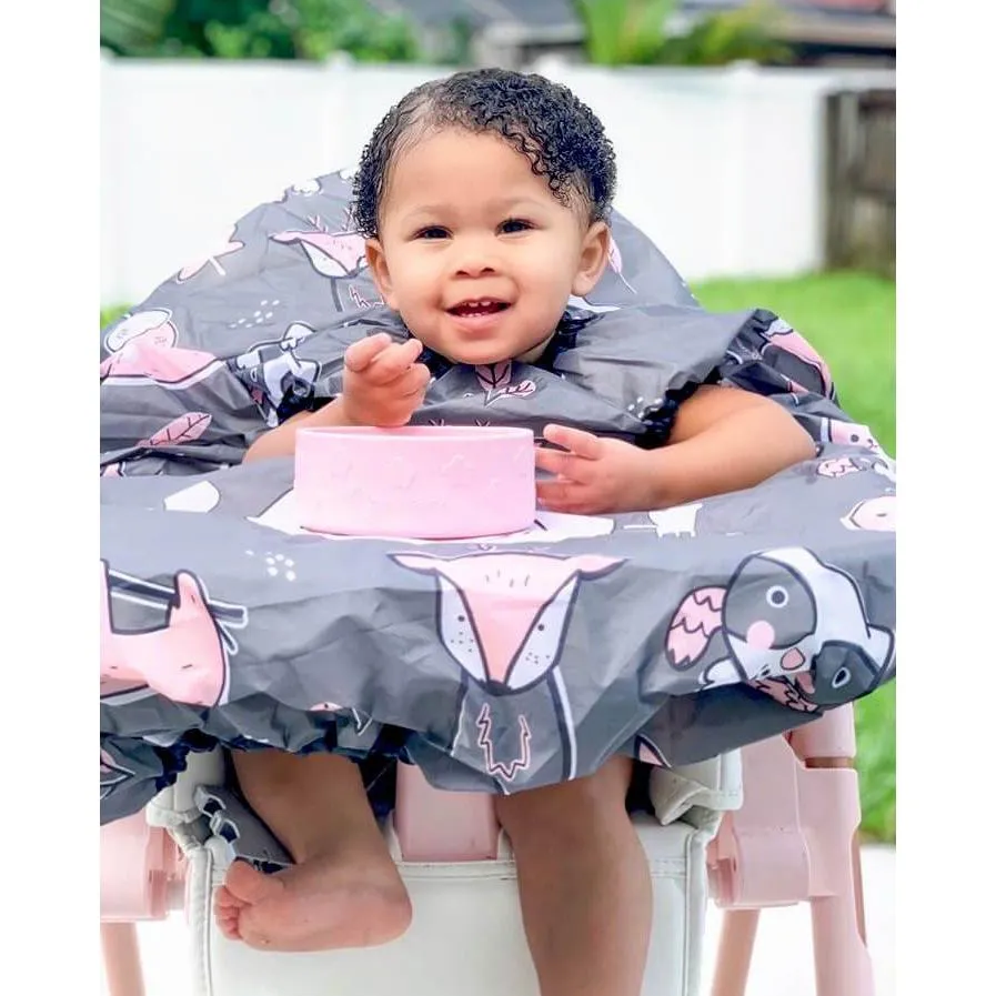 Grabease Allover Bib-Gray Pink