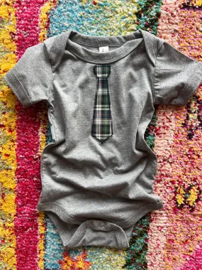 Grandpa Plaid Tie Onesie