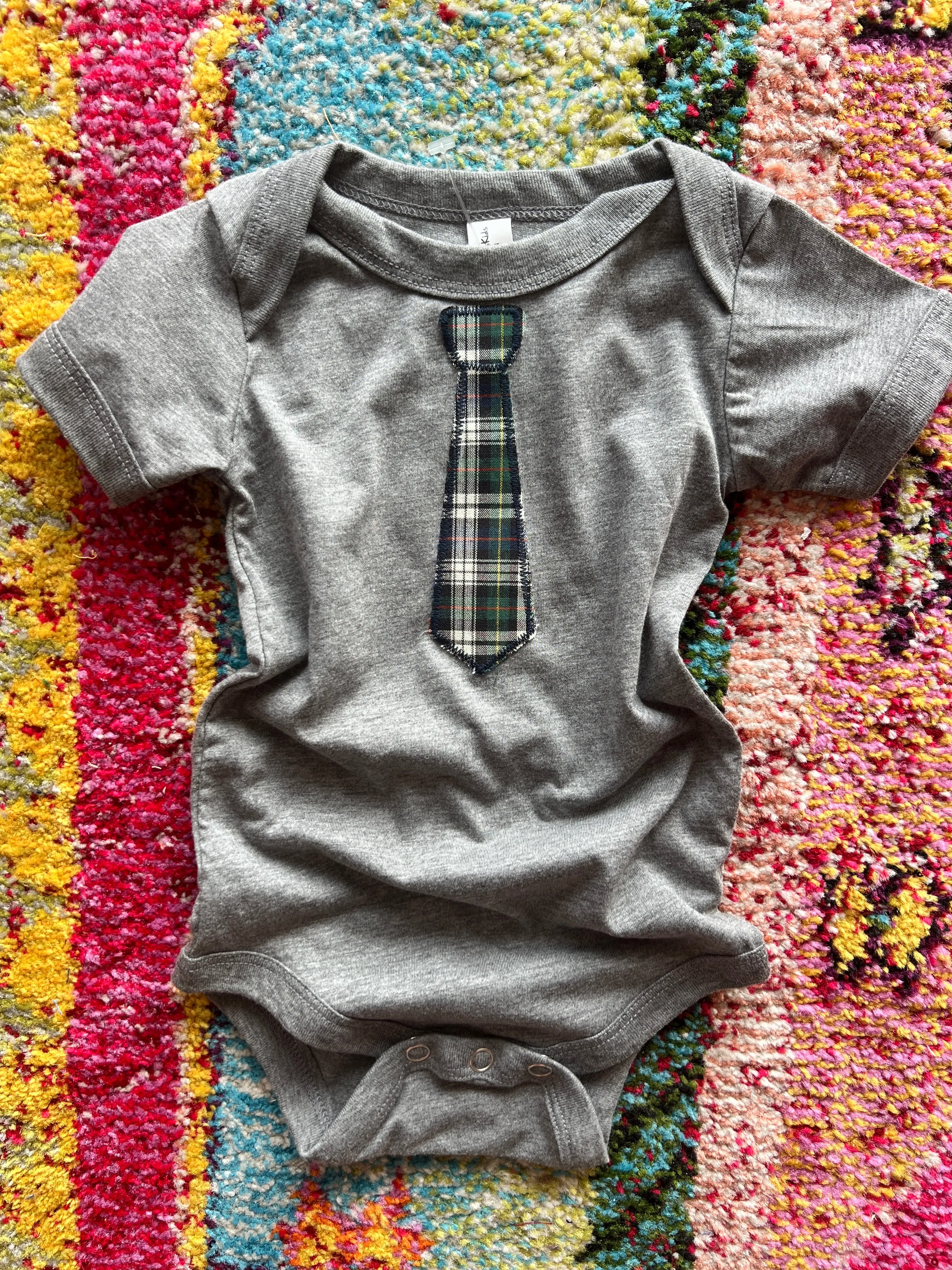 Grandpa Plaid Tie Onesie