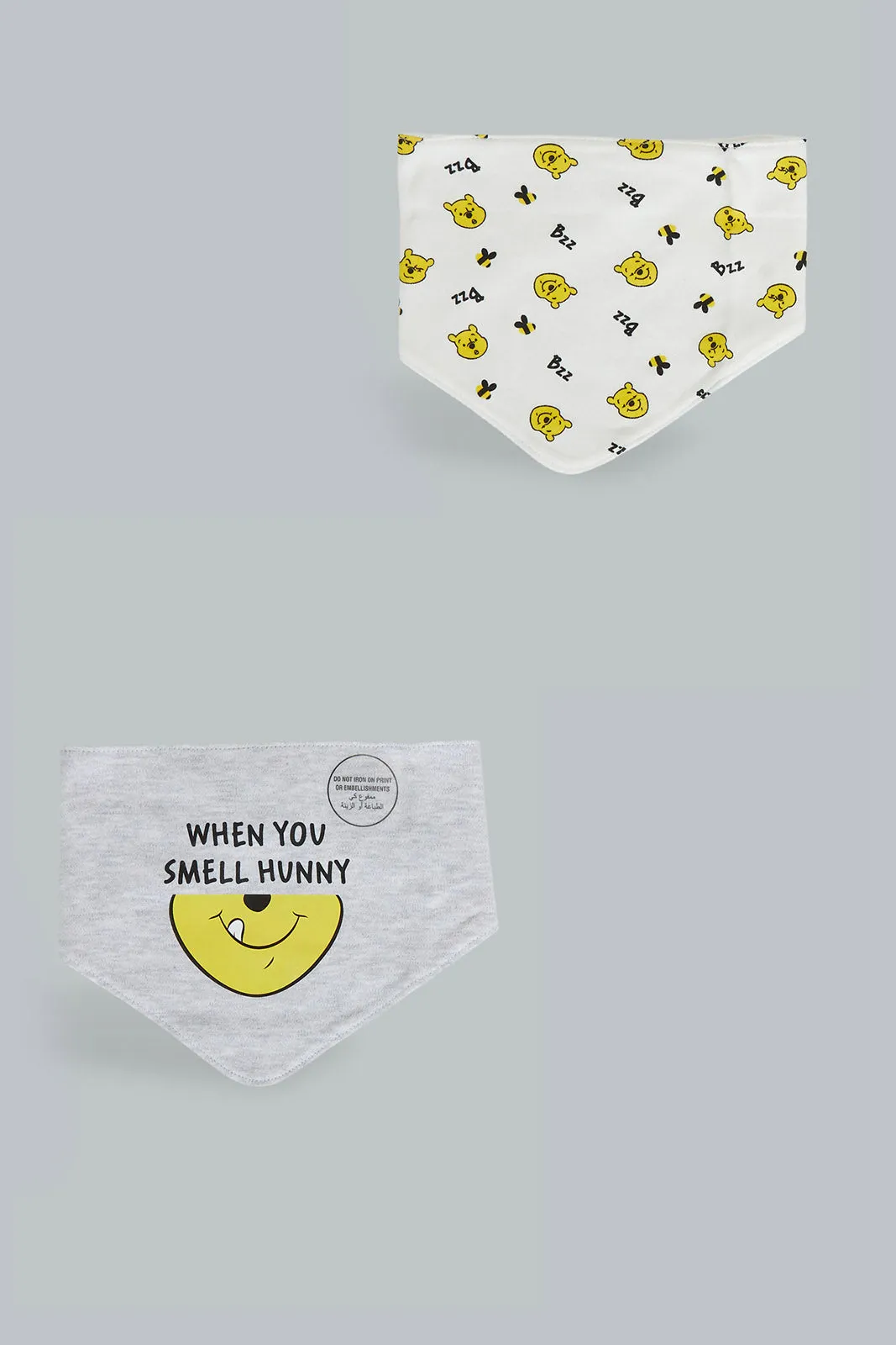 Grey And Yellow Winnie The Pooh Bib Set (2 Piece)