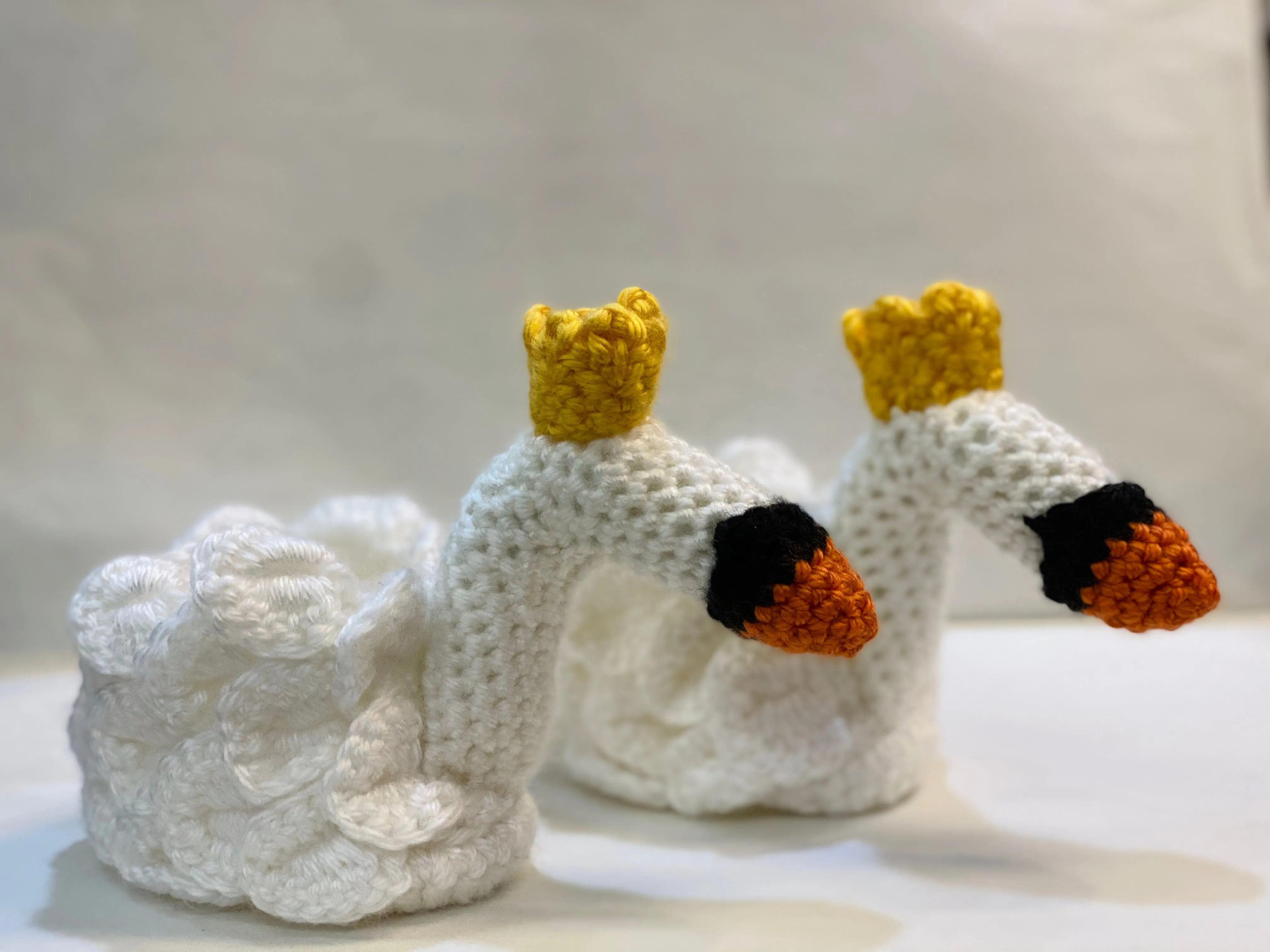Handmade Crochet White Swan Baby Booties