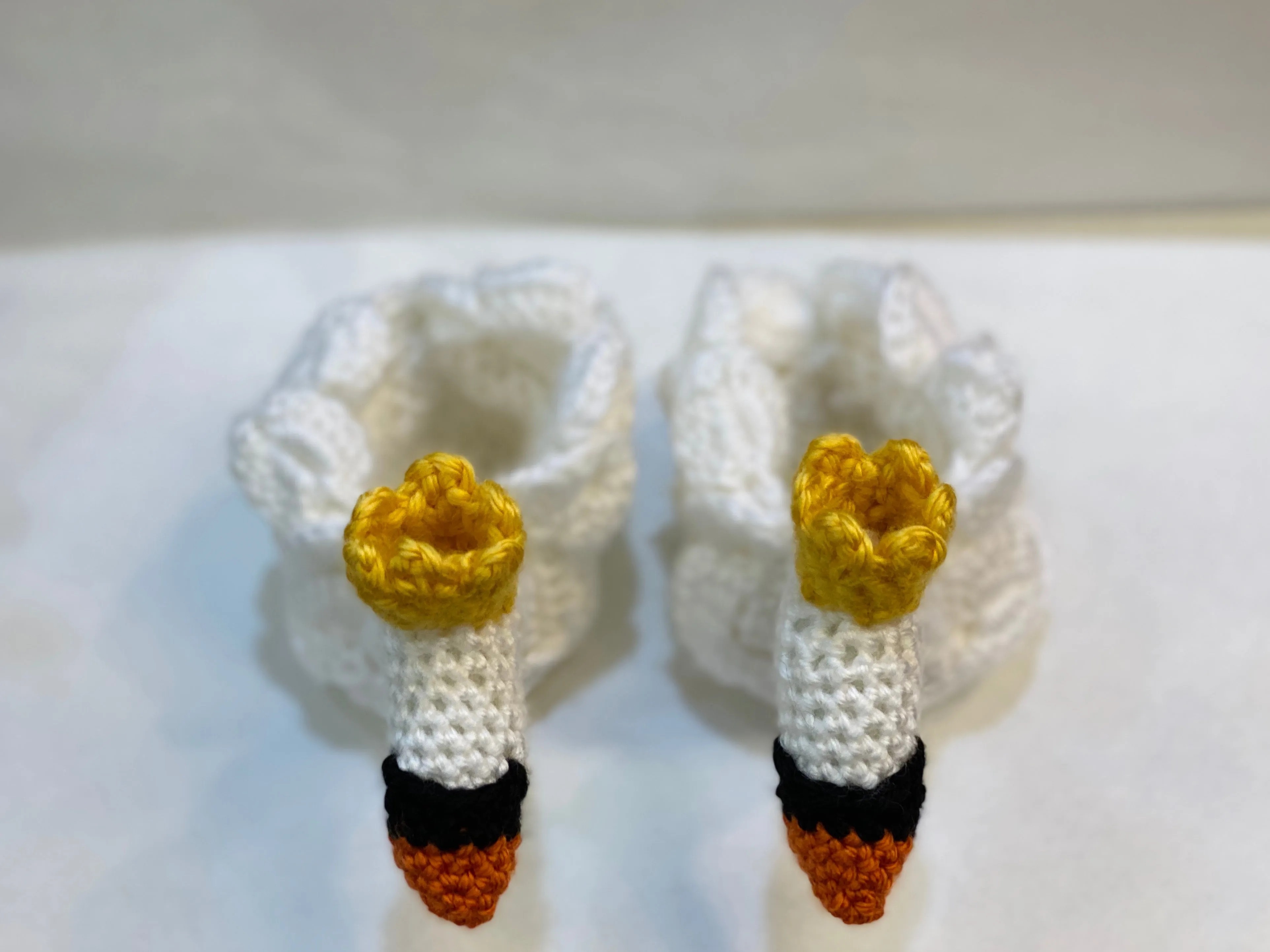 Handmade Crochet White Swan Baby Booties