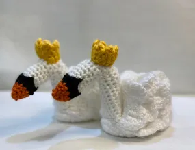 Handmade Crochet White Swan Baby Booties