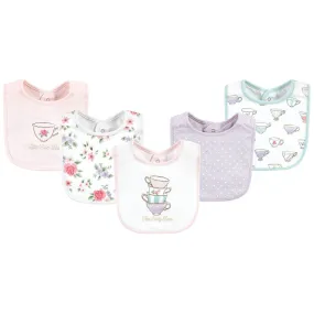 Hudson Baby Infant Girl Cotton Bibs, Tea Party, One Size