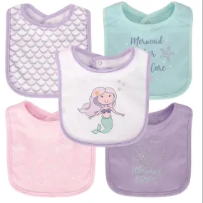 Hudson Baby Interlock Terry Bib - Mermaid (Pack of 5)