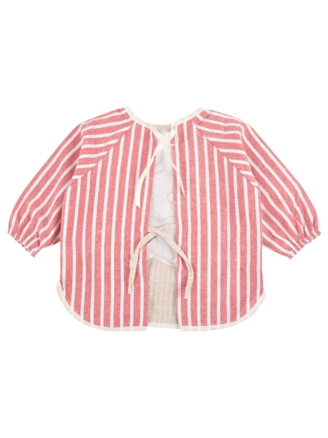 Kingly Curls Red and White Striped Waterproof Bibs with Mustache and Crown