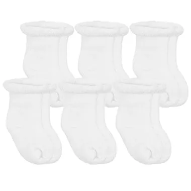 Kushies 6 Pack Terry Newborn Sock Set - White