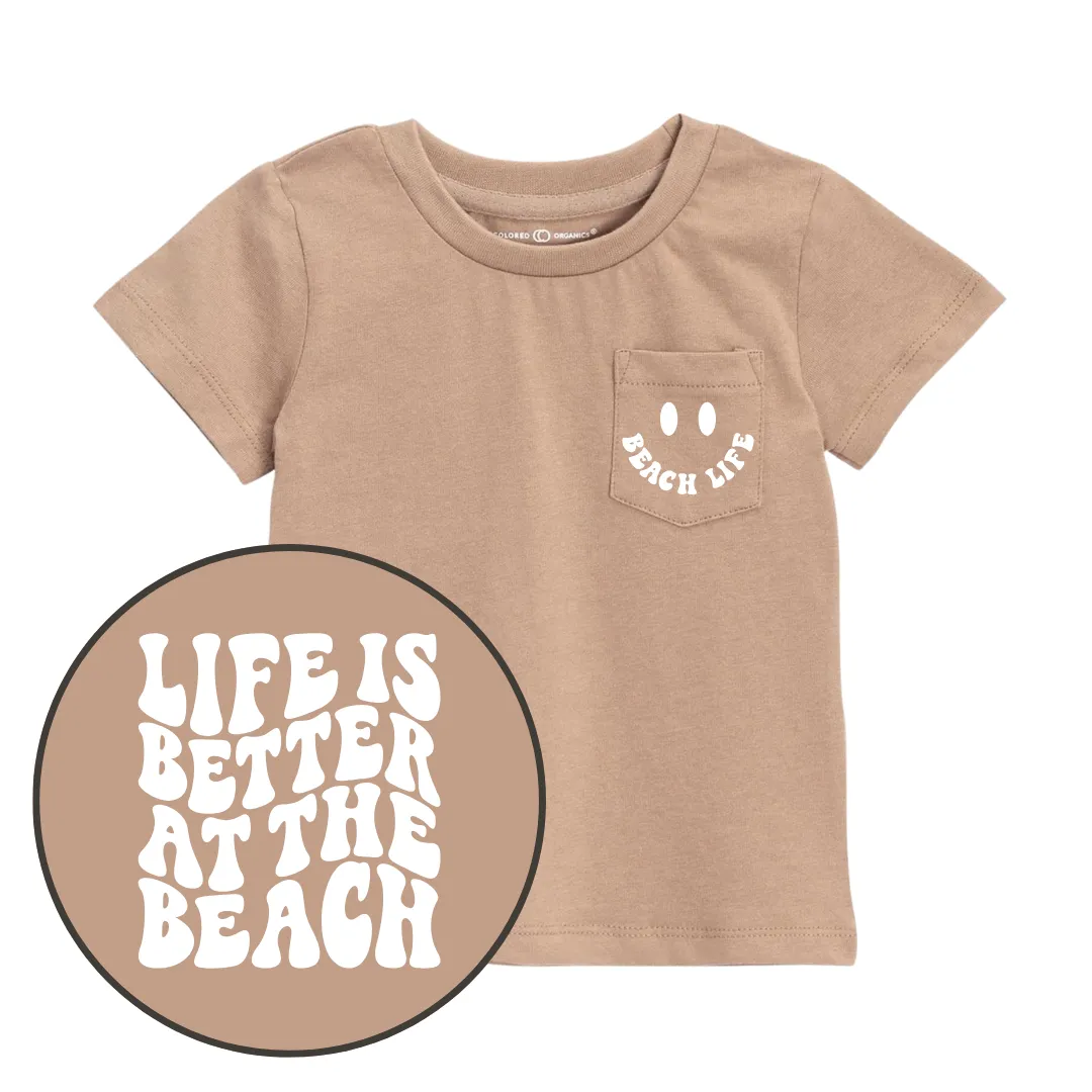 Life Is Better at the Beach Organic Toddler Pocket Tee