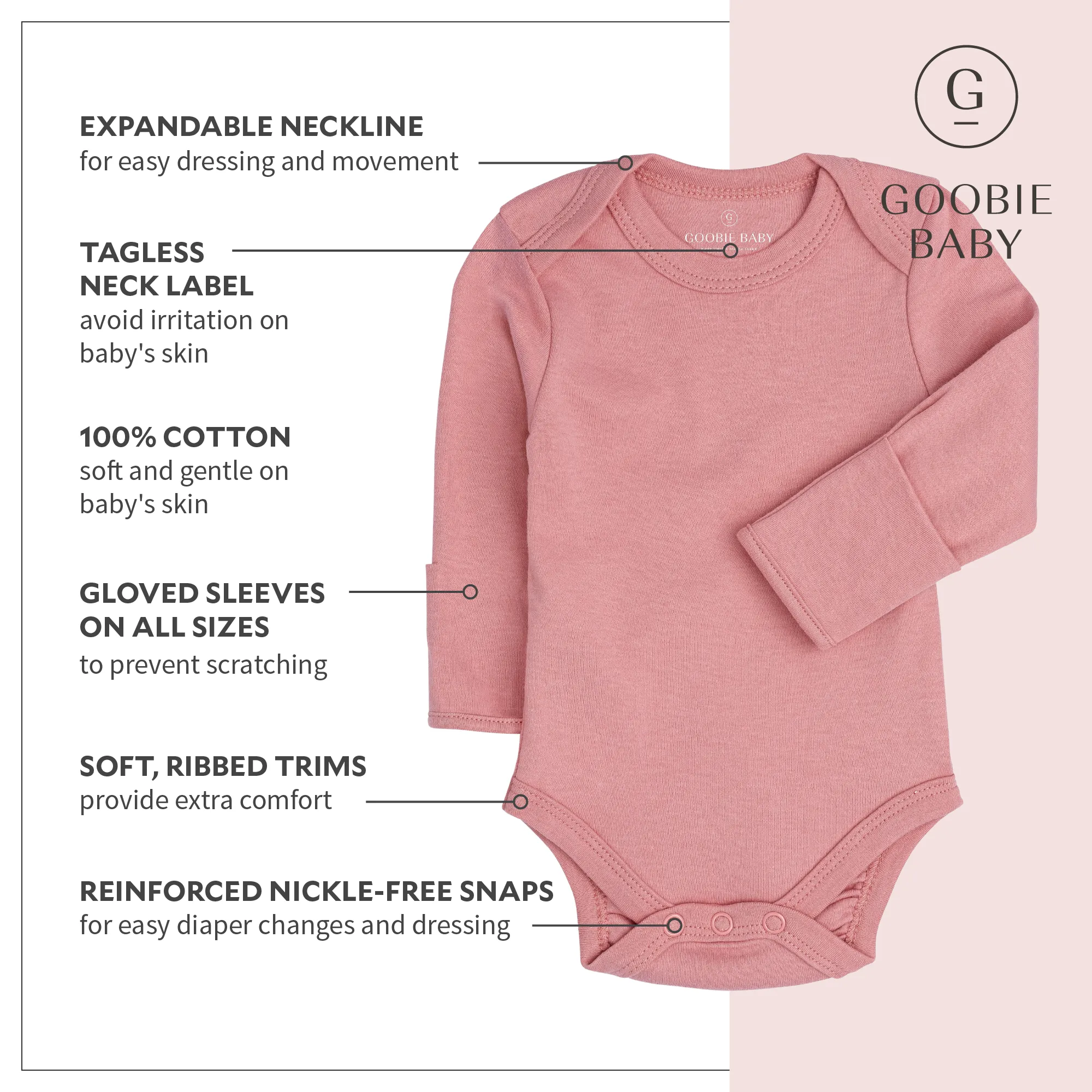 Long Sleeve Classic Bodysuits - Pink Combo
