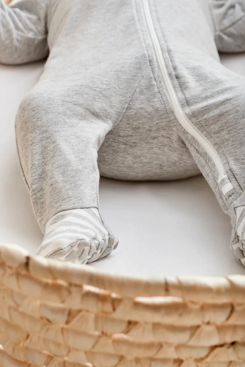 Love To Dream Long Sleeve Enclosed Foot Romper - Grey Marle