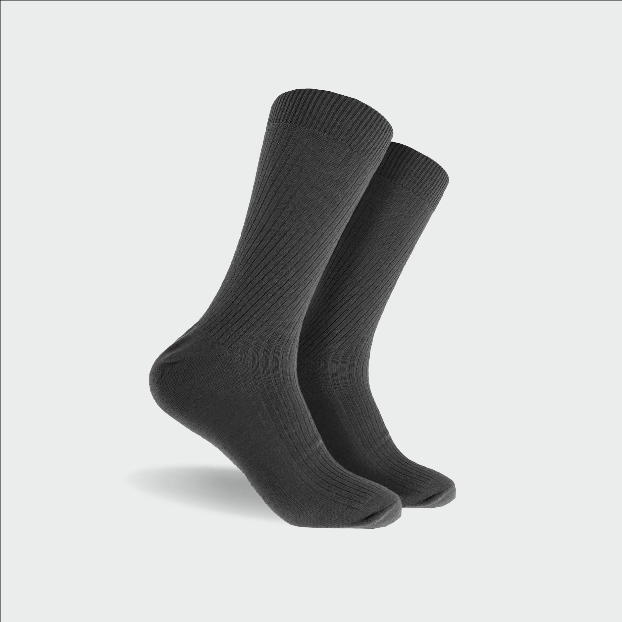 Men's Bamboo Rib Crew Socks - Dark Grey