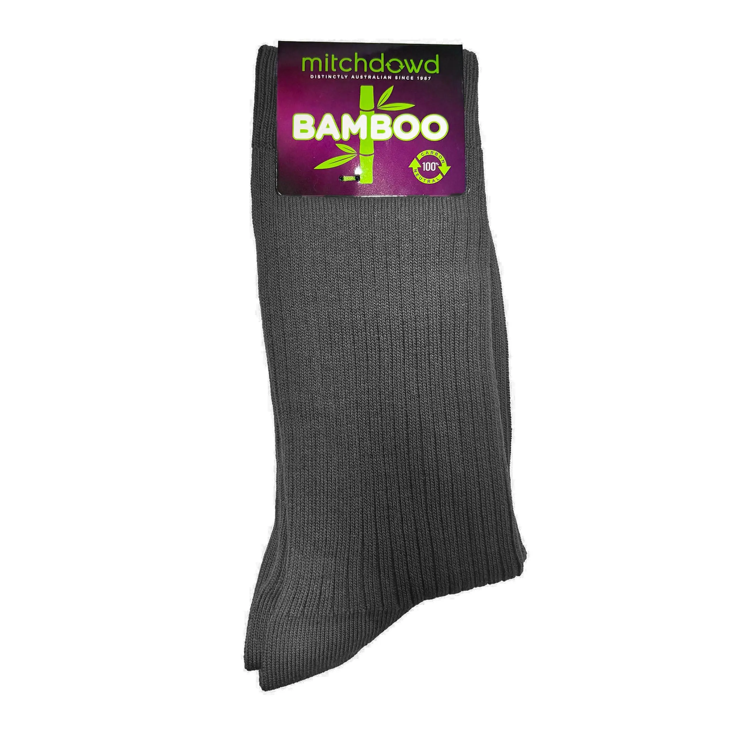 Men's Bamboo Rib Crew Socks - Dark Grey