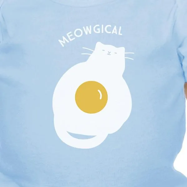 Meowgical Cat And Fried Egg Baby Sky Blue Bodysuit