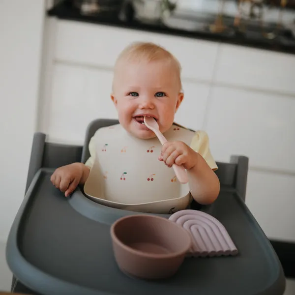 Mushie Silicone Baby Bib Cherries