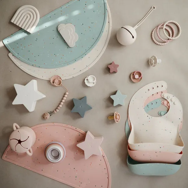 Mushie Silicone Baby Bib Powder Pink Confetti